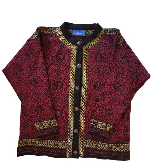 Icewear Wool Cardigan Sweater Vintage Norwear Nordic Button Down Gold Accents M - Picture 1 of 11